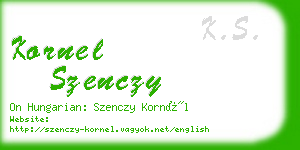 kornel szenczy business card